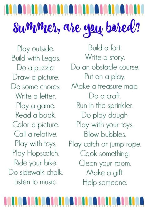 Printable Things To Do When Bored