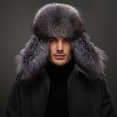 Winter Real Fox Fur Hat For Men Natural Raccoon Fur Hat Protect Ear