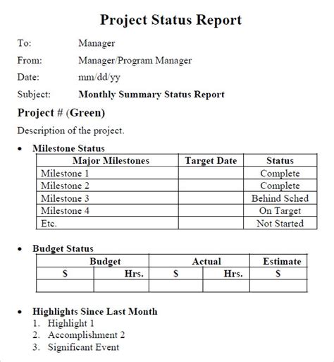 14 Sample Useful Project Status Report Templates Sample