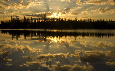 Wallpaper Sunlight Sunset Lake Water Nature Reflection Sky