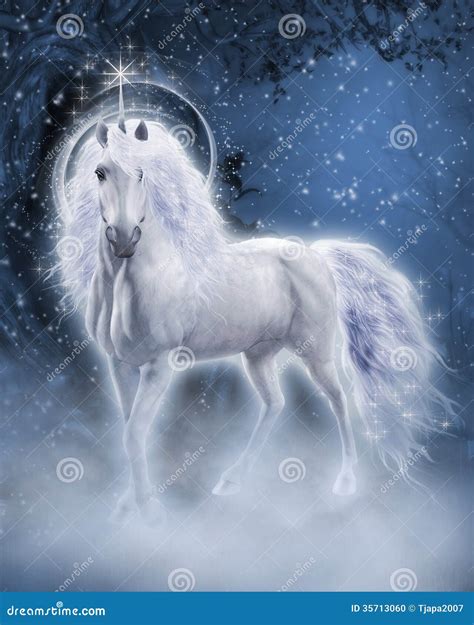 White Unicorn Stock Illustration Illustration Of Night 35713060