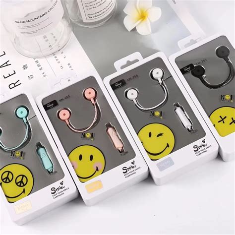 Cute Lovely Candy Color Smiling Face 35mm In Ear Stereo Earphones