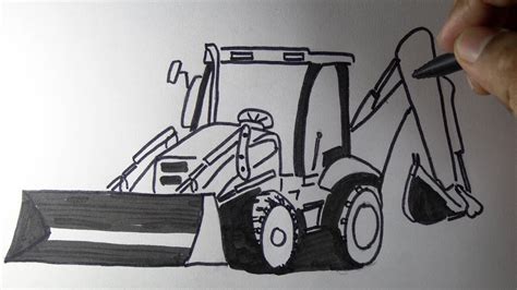How To Draw A Jcb Backhoe Loader Machine Drawing Youtube