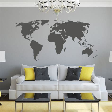 World Map Wall Decal Vinyl Wall Sticker Decals Home Decor Art Etsy