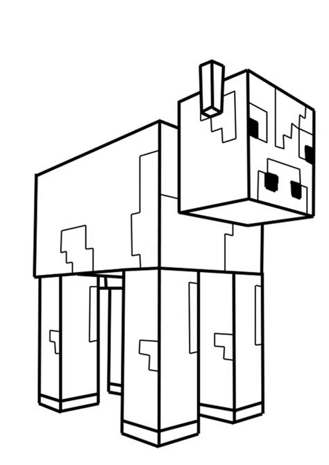 Раскраска Minecraft Корова распечатать Майнкрафт