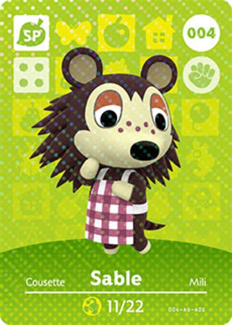 Acnh Sable Amiibo Card Animal Crossing Etsy