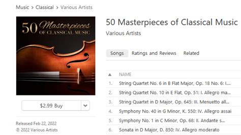 50 Masterpieces Of Classical Music Mp3 Album Only 299