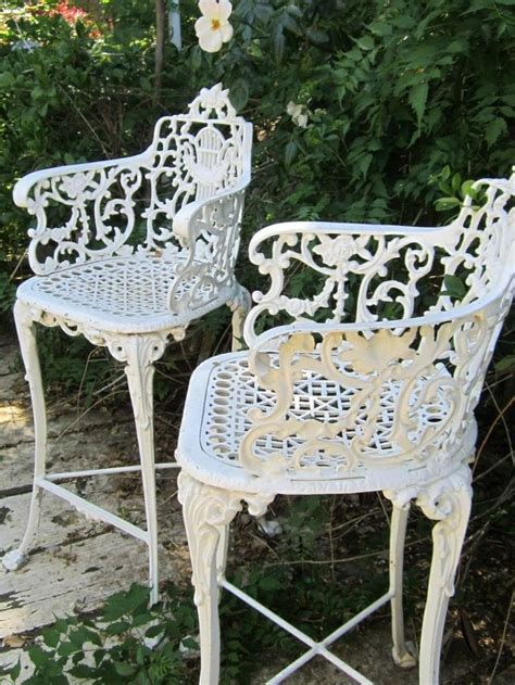 Wrought iron outdoor furniture is very easy to maintain, keep your iron patio furniture clean and store inside during the harsh winter months if you can. Vintage Victorian White Ornate Wrought Iron Chair Indoor ...