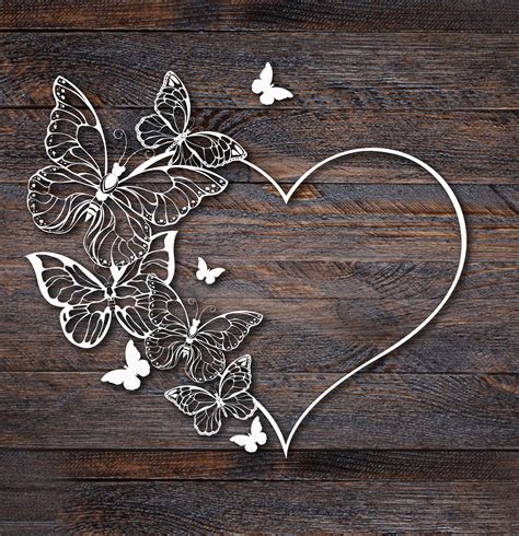 Heart With Butterflies Png Dxf Butterflies Svg Frame Heart Etsy