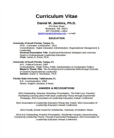 It is a written summary of your academic qualifications, skill sets and previous work experience which you submit while applying for a job. Academic Curriculum Vitae | Template Business