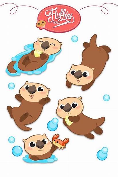 Otter Sticker Sea Sheet Otters Doodles Nutrias
