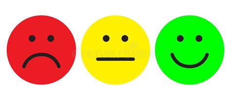 Set Of Buttons Red Yellow Green Smileys Emoticons Icon Negative