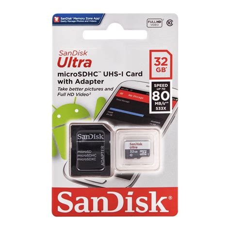 Buy Sandisk Ultra 32gb Sdxc Micro Sd Uhs 1 80 Mbs Online At Best