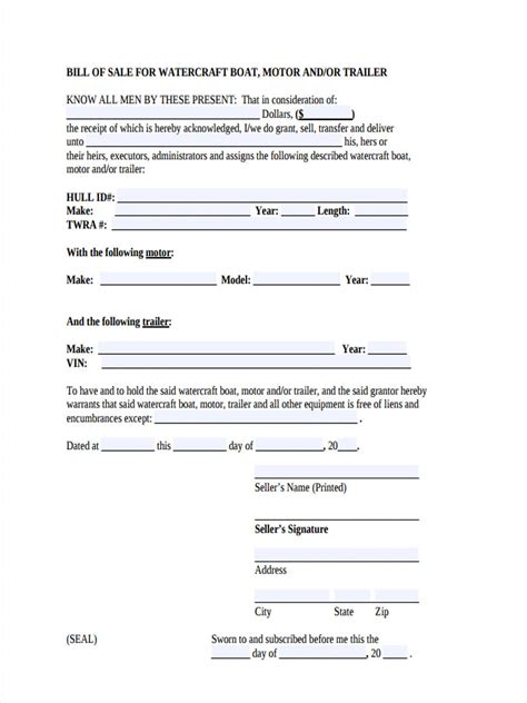 free 7 boat bill of sale forms in pdf ms word