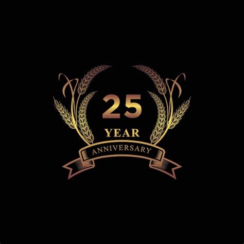 Logotipo Del 25 Aniversario De Oro Con Vector De Corona De Laurel De
