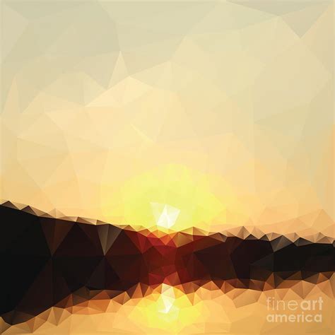 Sunrise Low Poly Effect Abstract Vector Digital Art By Vinko93 Fine
