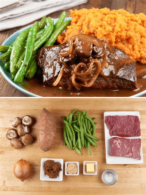 Serve up one these we earn a commission for products purchased through some links in this article. Onion and Mushroom Smothered Flat Iron Steak with sweet ...
