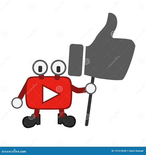 Youtube Funny Cartoon Subscribe Icon V2 Vector Illustration