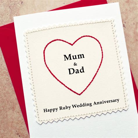 For someone who has everything i would have say a personalized family collage is the best gift one will give to parents. Ruby Wedding Anniversary Card 'mum And Dad' By Jenny ...