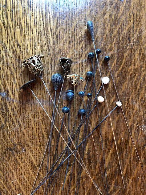 antique hat pins lot of 18 pins lovely antique hat pins vintage stick pins victorian accessories