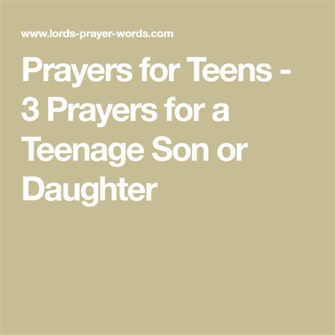 Prayers For Teens 3 Prayers For A Teenage Son Or Daughter Prayer