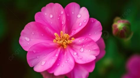 Pink Flower With Raindrops On It Background Beautiful Contours Of Pink