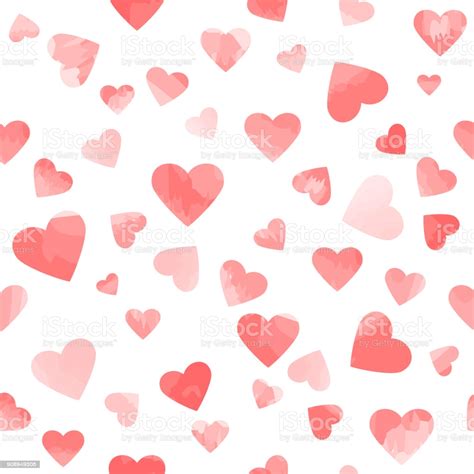 Watercolor Hearts Vector Seamless Pattern Valentines