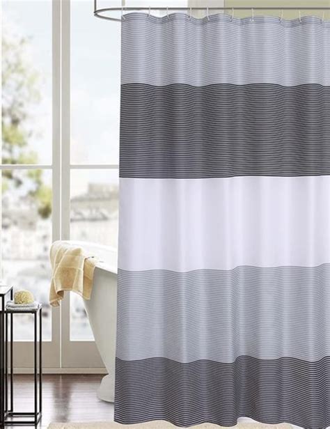 Shower curtains differ from shower liners. Grey Transverse Strip Fabric Shower Curtain | Fabric ...