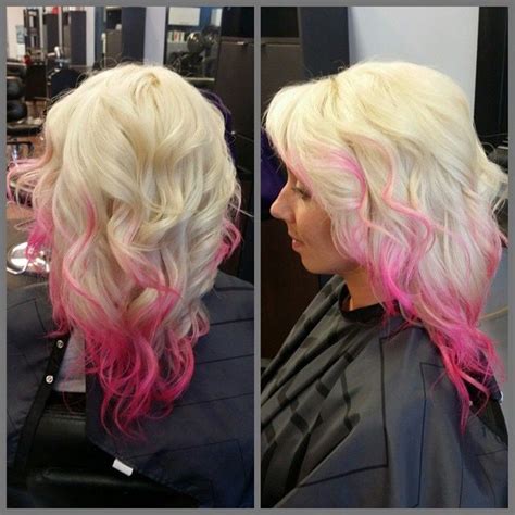 Hot Pink Hair Ombré And Highlights On Platinum Blonde