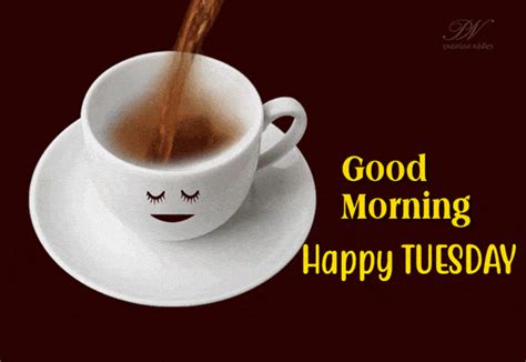 Good Tuesday Morning Cute Smiling Cup Animation 
