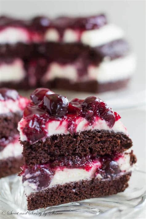 This recipe just makes my mouth water! Rich Chocolate Cake with White Chocolate Mousse and Cherry ...