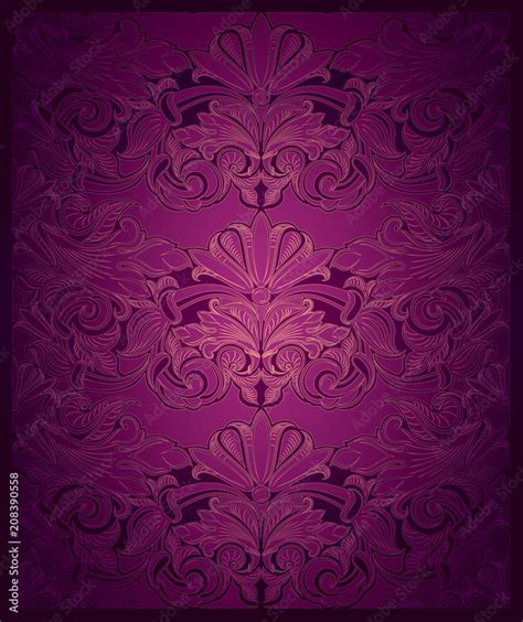 Royal Vintage Elegant Vertical Background In Purple With Gold With