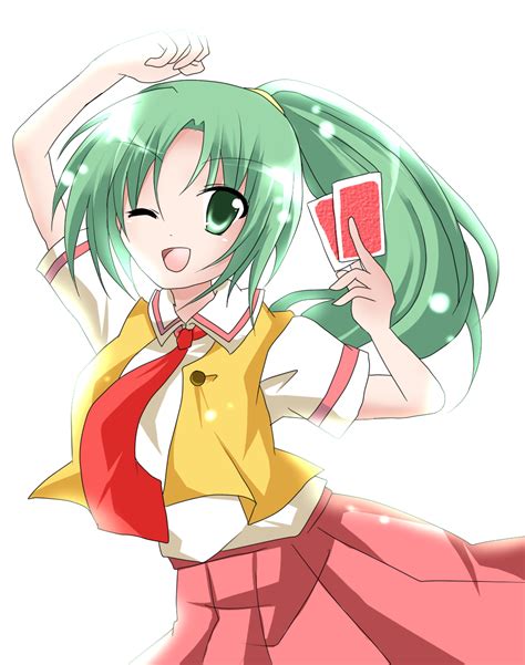 Safebooru Card Cards Green Eyes Green Hair Highres Higurashi No Naku