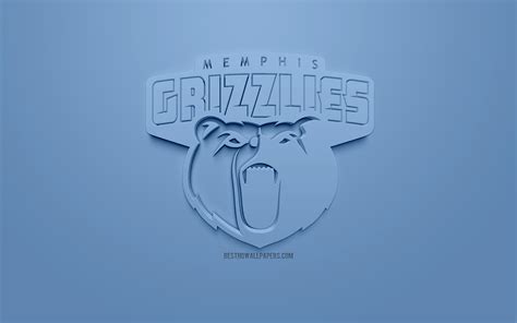 Download Wallpapers Memphis Grizzlies Creative 3d Logo Blue