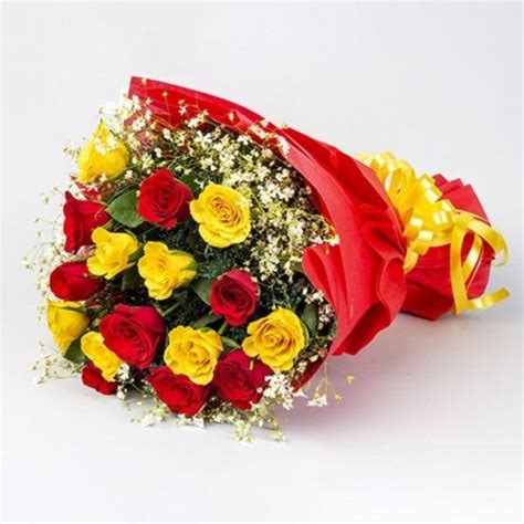 15 Red Yellow Roses Bouquet Delivery Together Forever