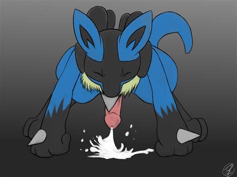 Rule 34 All Fours Closed Eyes Color Cum Front View Lucario Male Male Only Nude Penis Pokemon