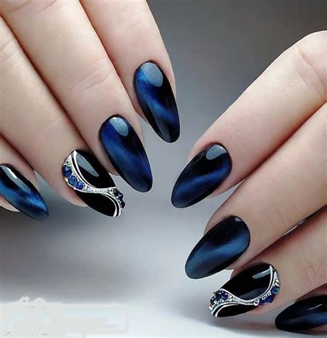 Amazing Blue And Black Fesitve Nail 2019 Art Deco Nails Blue Nail