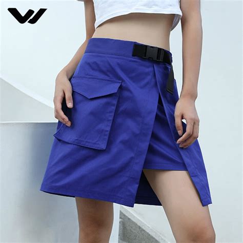 Harajuku Skirts Womens Big Pocket Split Mini Skirt Streetwear Sexy Black High Waist Skirt Befree