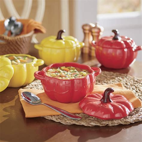 Set Of 4 Pumpkin Soup Bowls With Lids Pumpkin Soup Square Dish Sets