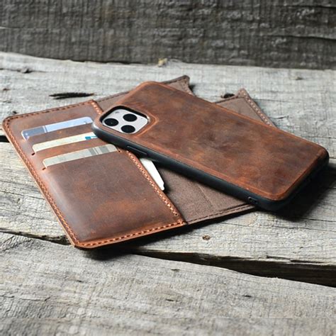 Jjnusa Rfid Genuine Leather Distressed Wallet For Iphone 11 Wallet Case