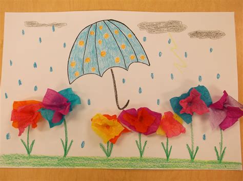 April Showers Bring May Flowers Art Lesson Plan Kindergarten Drew An