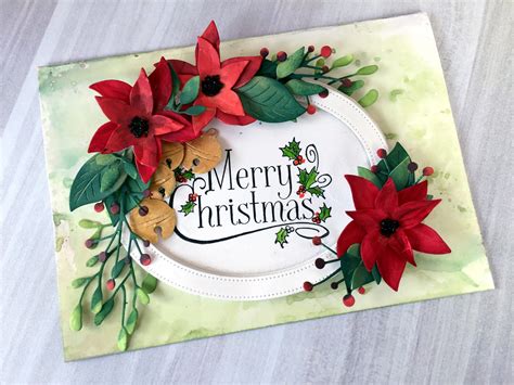 Cottagecutz Poinsettia On Christmas Card