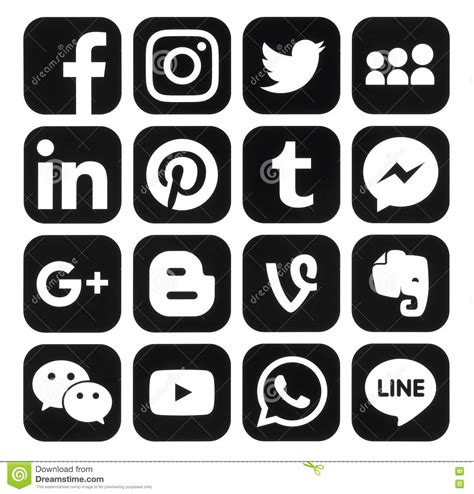 Collection Of Popular Black Social Media Icons Printed On Paper
