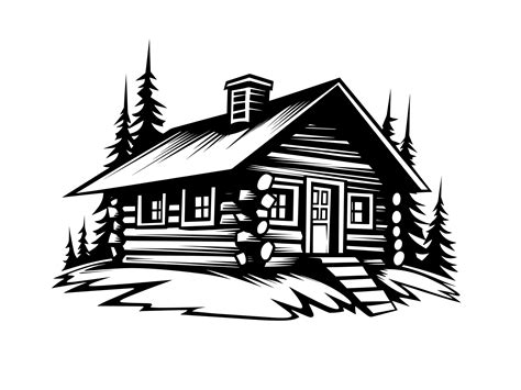 Log Cabin Svg House In Woods Silhouette Clipart Cut File Etsy