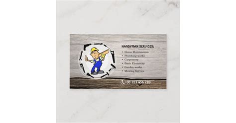 You'll need construction business cards. Businesscard for Handyman services Business Card | Zazzle.com