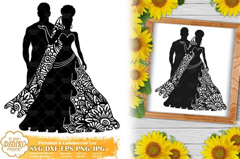 Zentangle Wedding SVG 3 Bride Svg Paper Cut File DIDIKO Designs