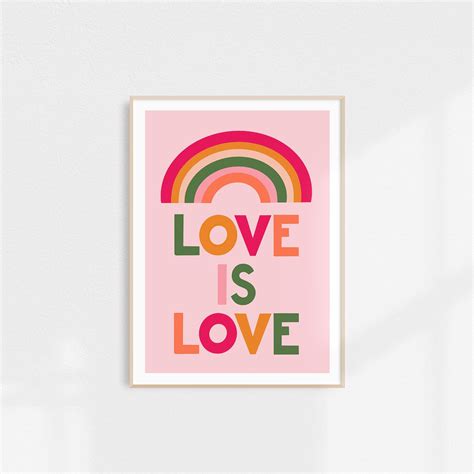 Love Is Love Rainbow Art Print Rainbow Pride Lgbtq Modern Etsy