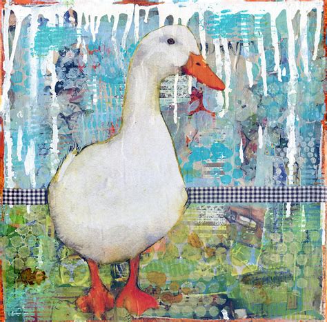 White Duck Nursery Room Watercolor Painting Decor Baby Animal Art Mixed