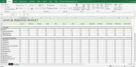 Annual Budget Planner Excel Template Simple Instant Etsy