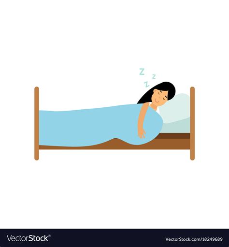 Teen Brunette Girl Sleeping In Her Bed Cartoon Vector Image